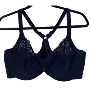 Glamorise 1246 Wonderwire Front close T-back bra navy blue size 42C